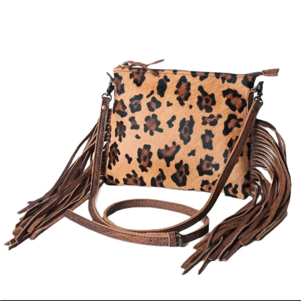 American Darling Tan and Brown Leopard Crossbody Bag